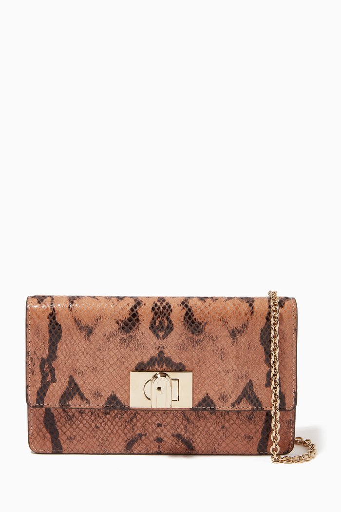 Mini 1927 Crossbody Bag in Snake Embossed Leather, Brown