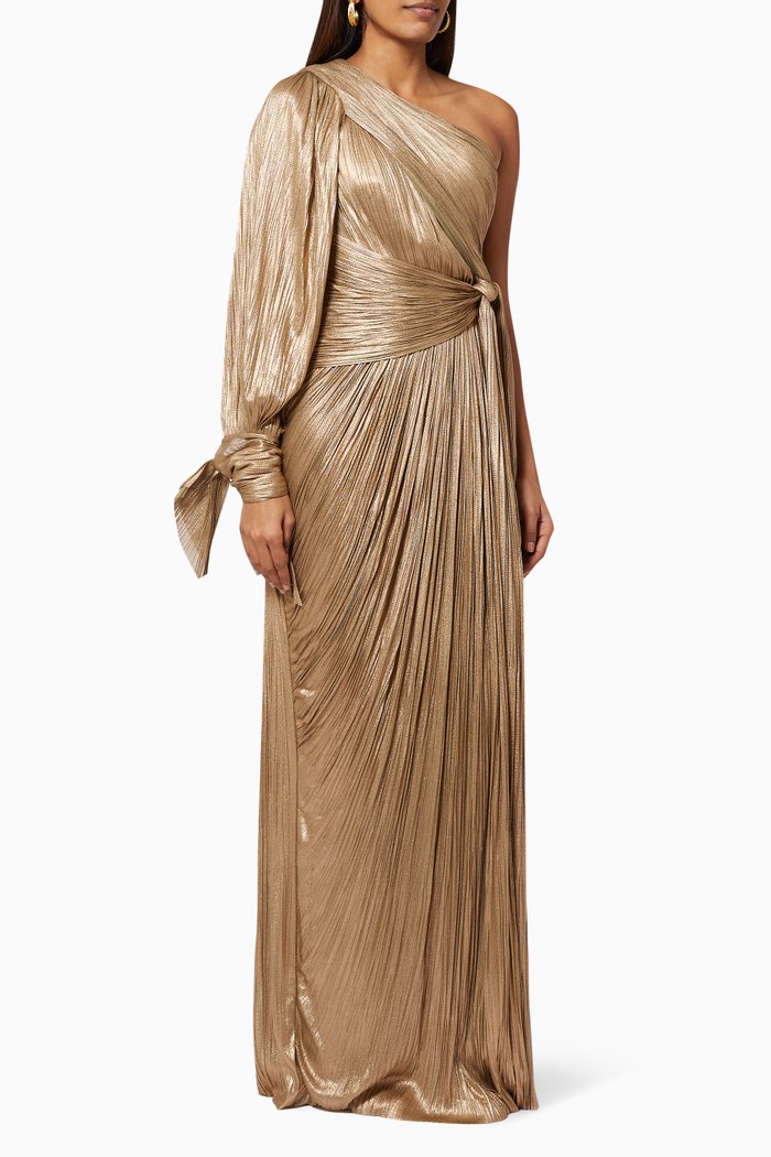 Eden Maxi Gown in Foiled Silk Tulle, Metallic