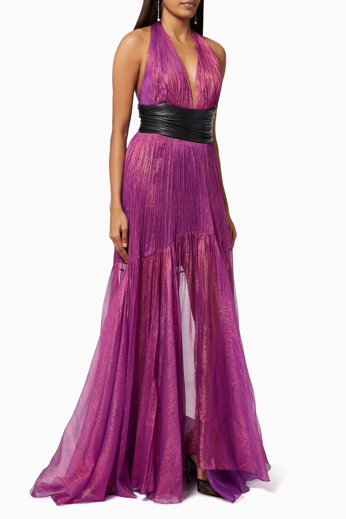 

Shanice Gown in Foiled Mousseline, Purple