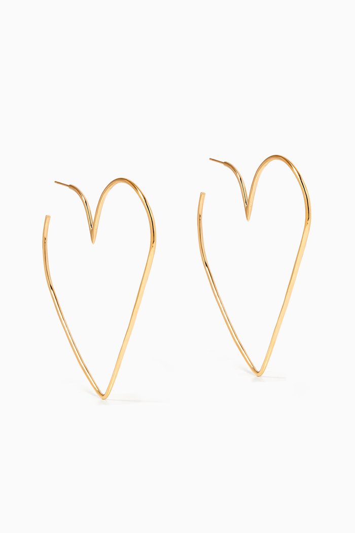Heart Shaped Hoop Earrings, Gold