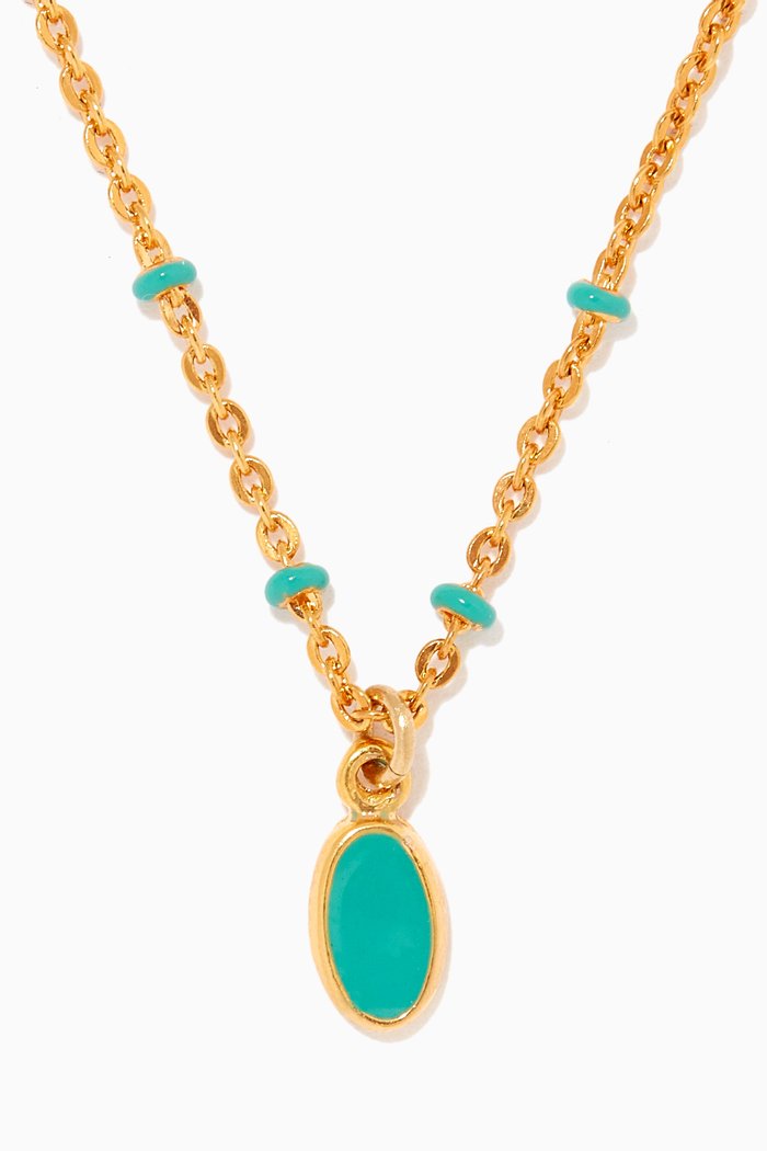Beaded Enamel Necklace, Blue