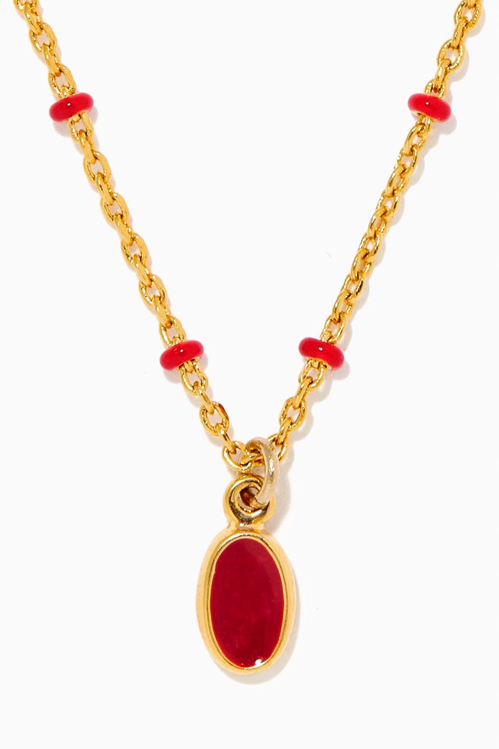 Beaded Enamel Necklace, Pink