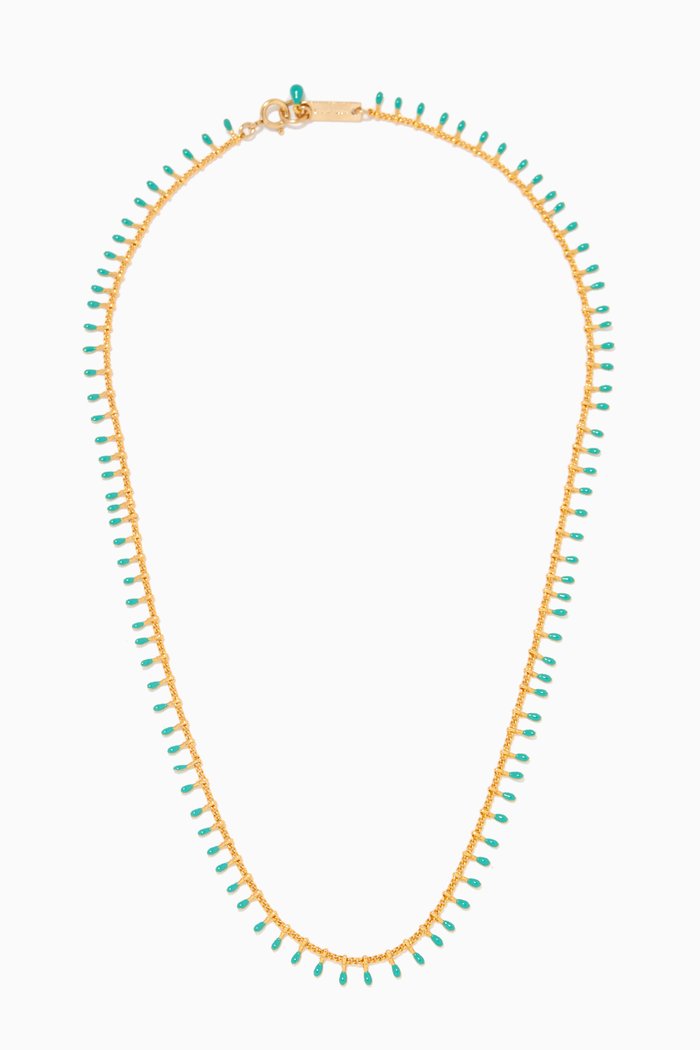 

Dangling Beads Enamel Necklace, Blue