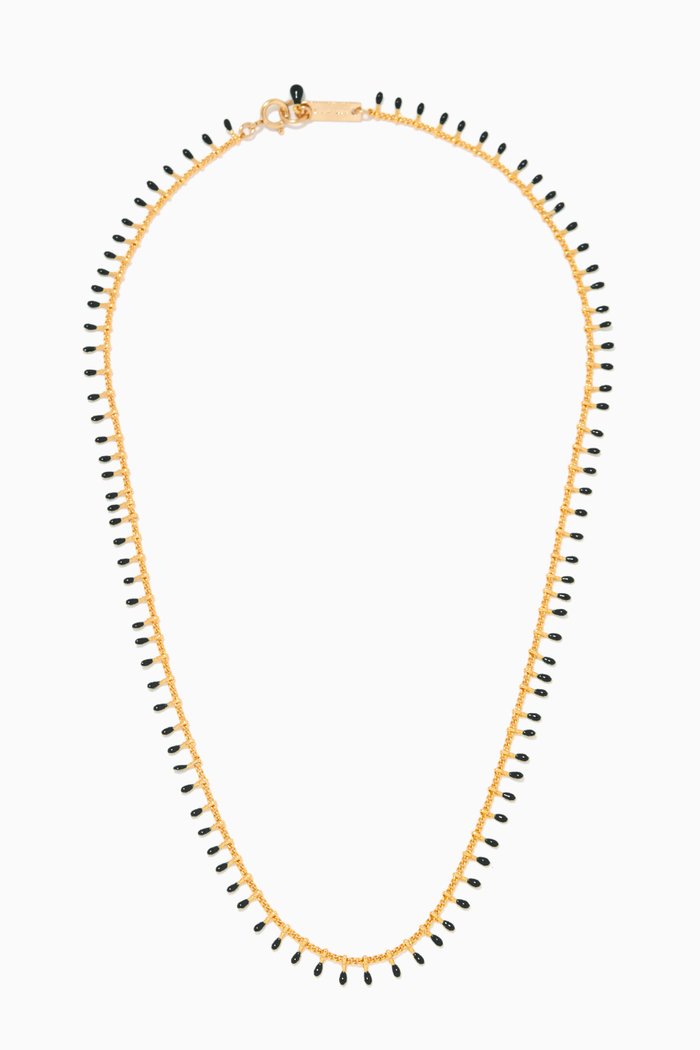 

Dangling Beads Enamel Necklace, Black