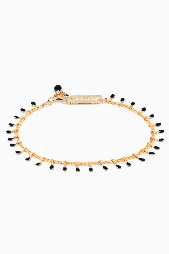 

Dangling Beads Enamel Bracelet, Black
