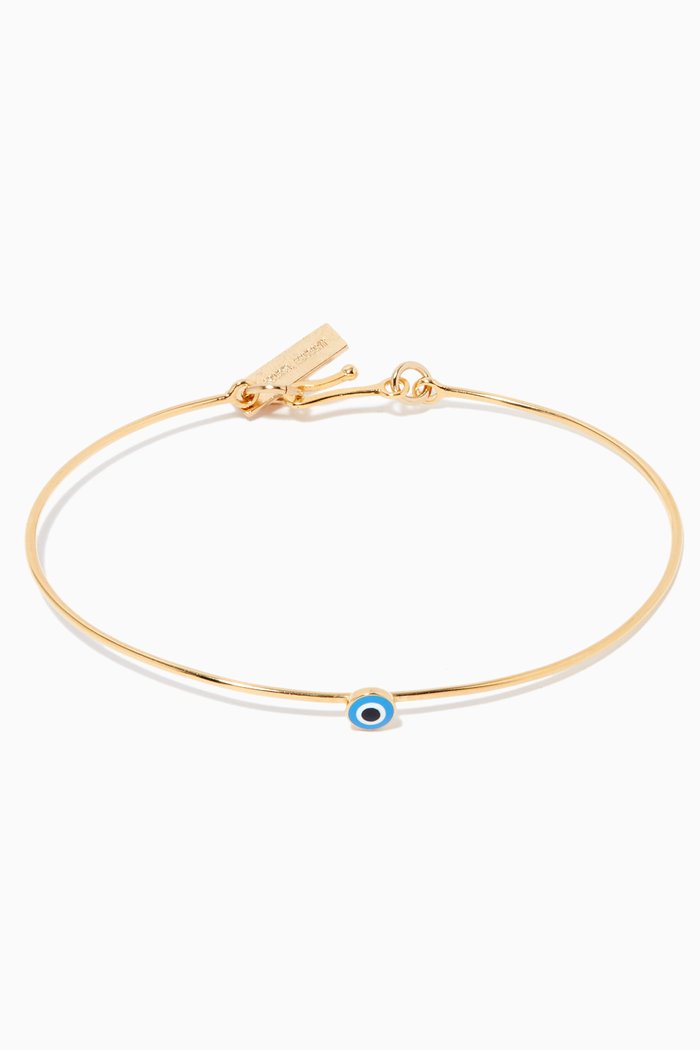 

Evil Eye Enamel Bangle Bracelet, Gold