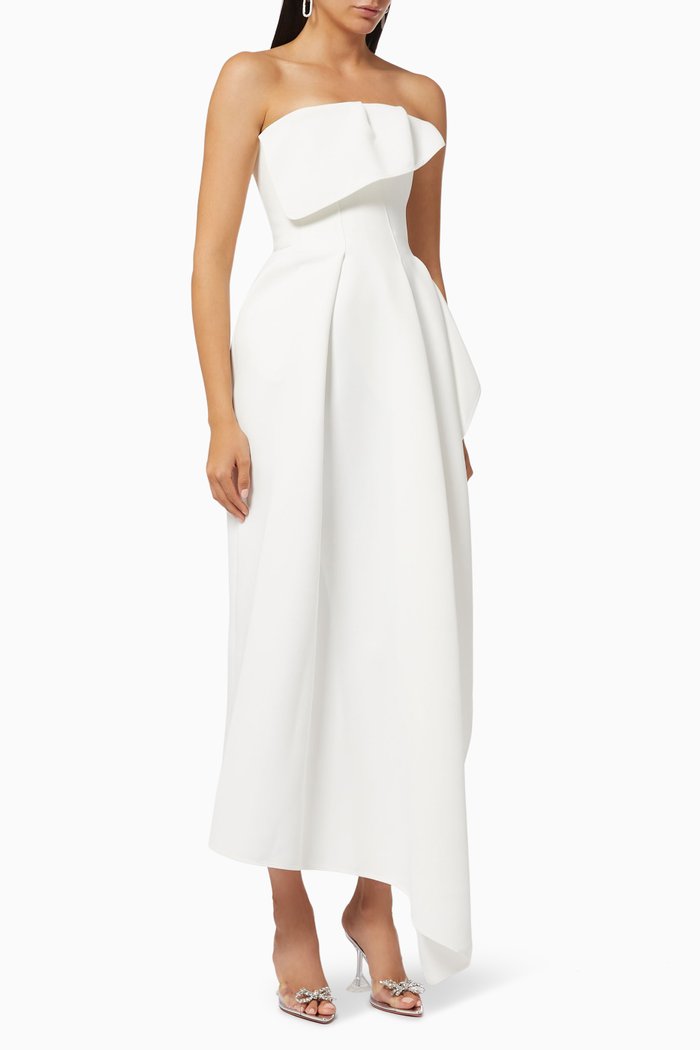 

Leander Strapless Gown in Crepe, White
