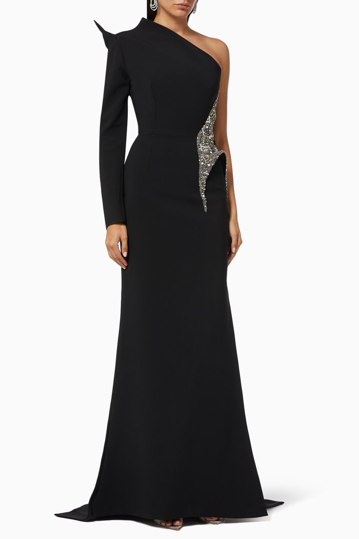 

Scorpius Beaded Gown in Viscose Blend, Black