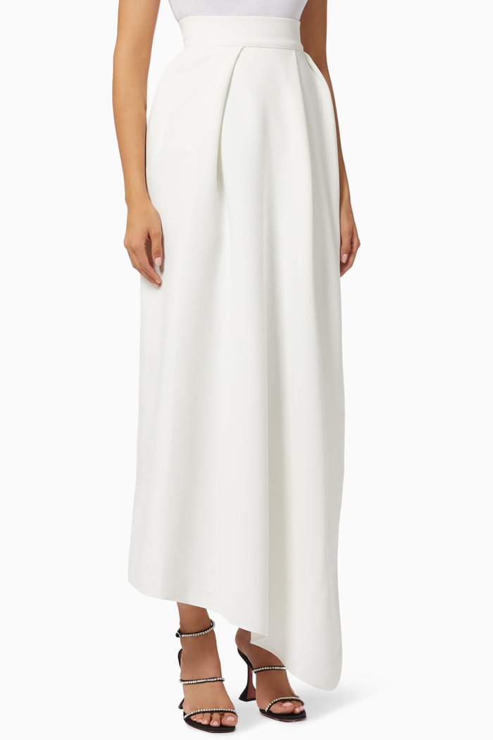 

Drape Asymmetric Skirt in Crepe, White