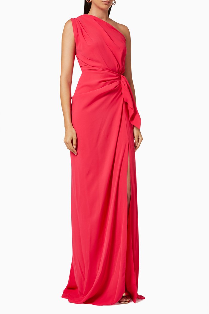 

One-shoulder Draped Dress, Pink