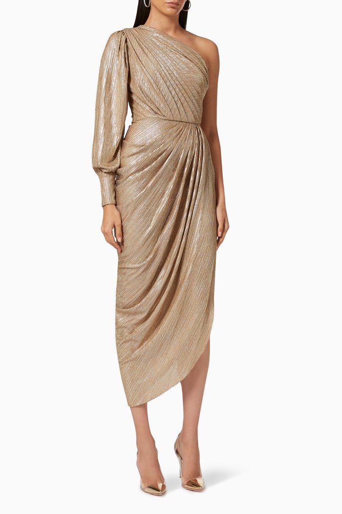 

Metallic Ruched Dress, Gold