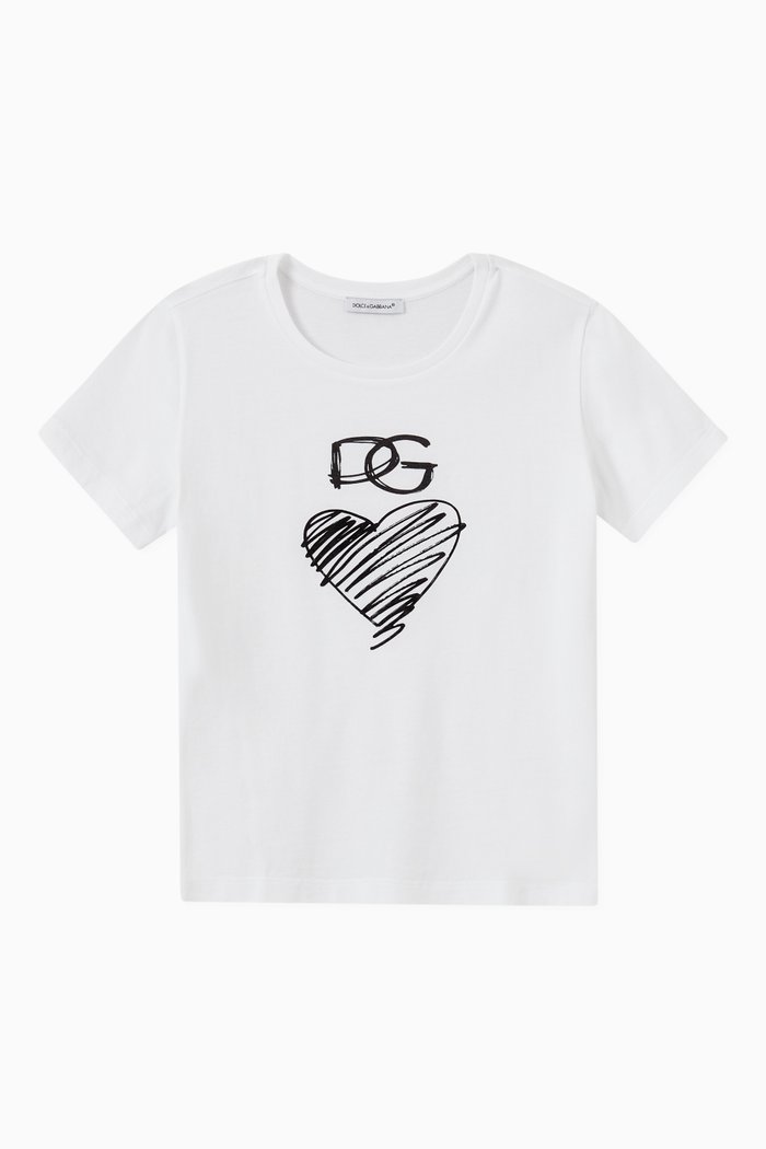 

DG Heart Print T-shirt in Cotton, White