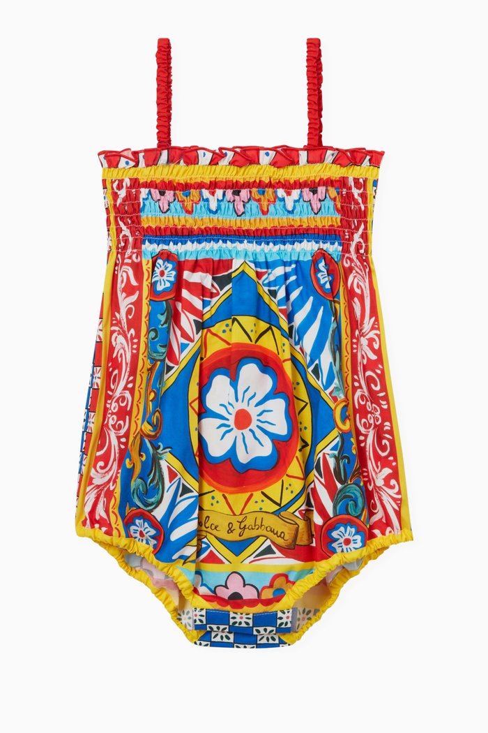 

Carretto-print Romper Suit in Poplin, Multicolour