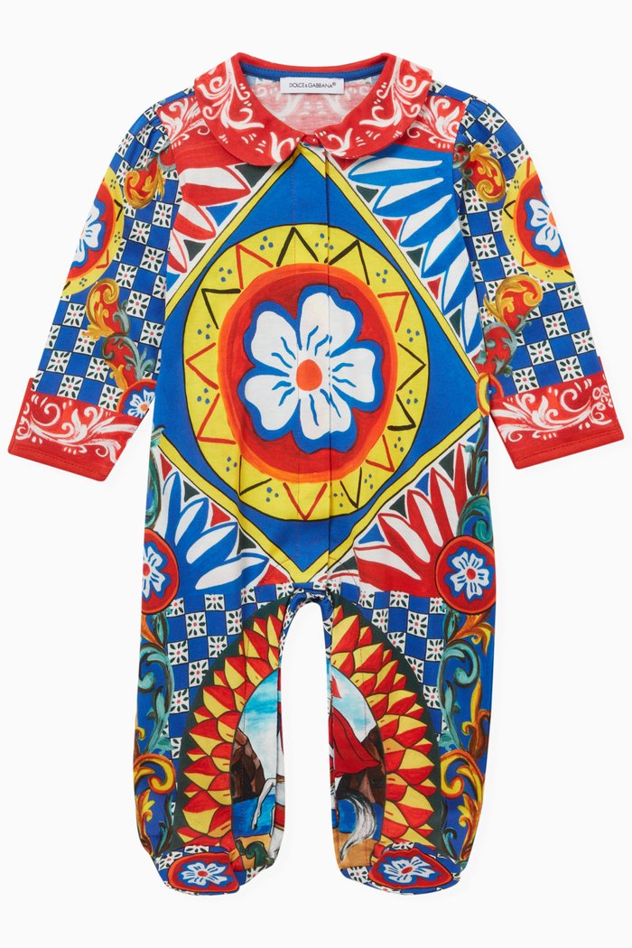 

Carretto-print Onesie in Cotton, Multicolour