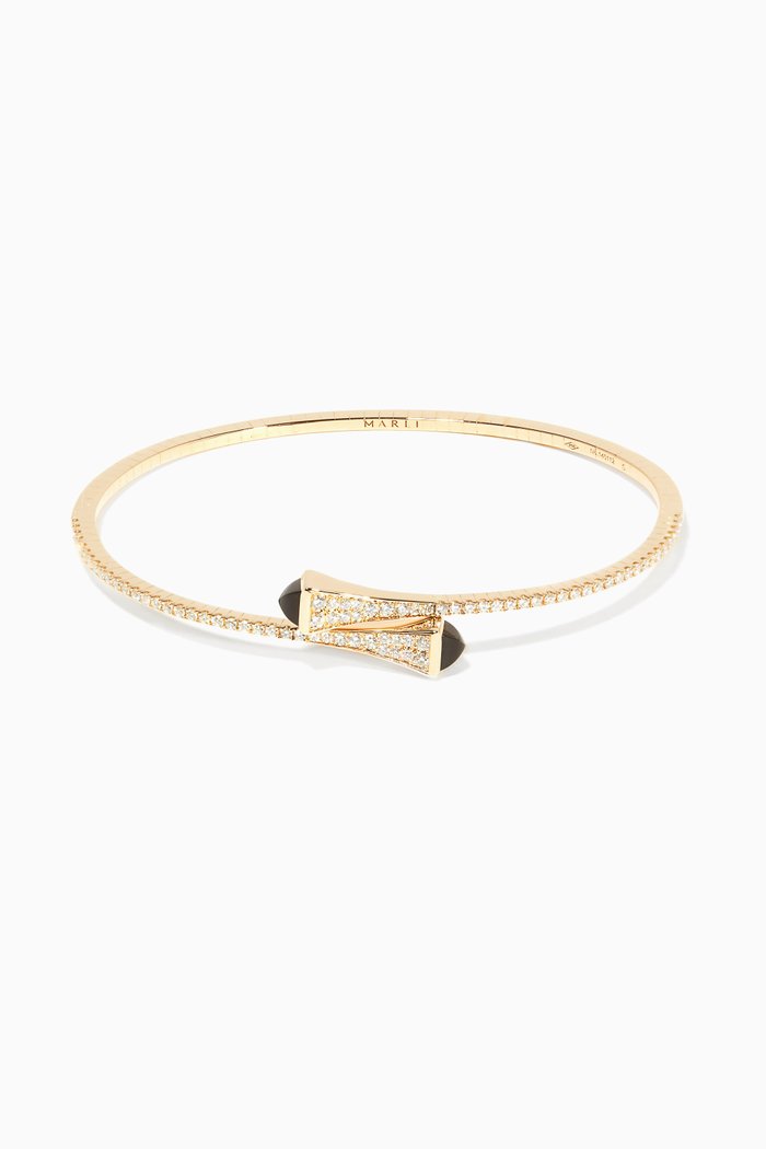 

Cleo Diamond Slim Slip-on Bracelet with Black Onyx in 18kt Yellow Gold