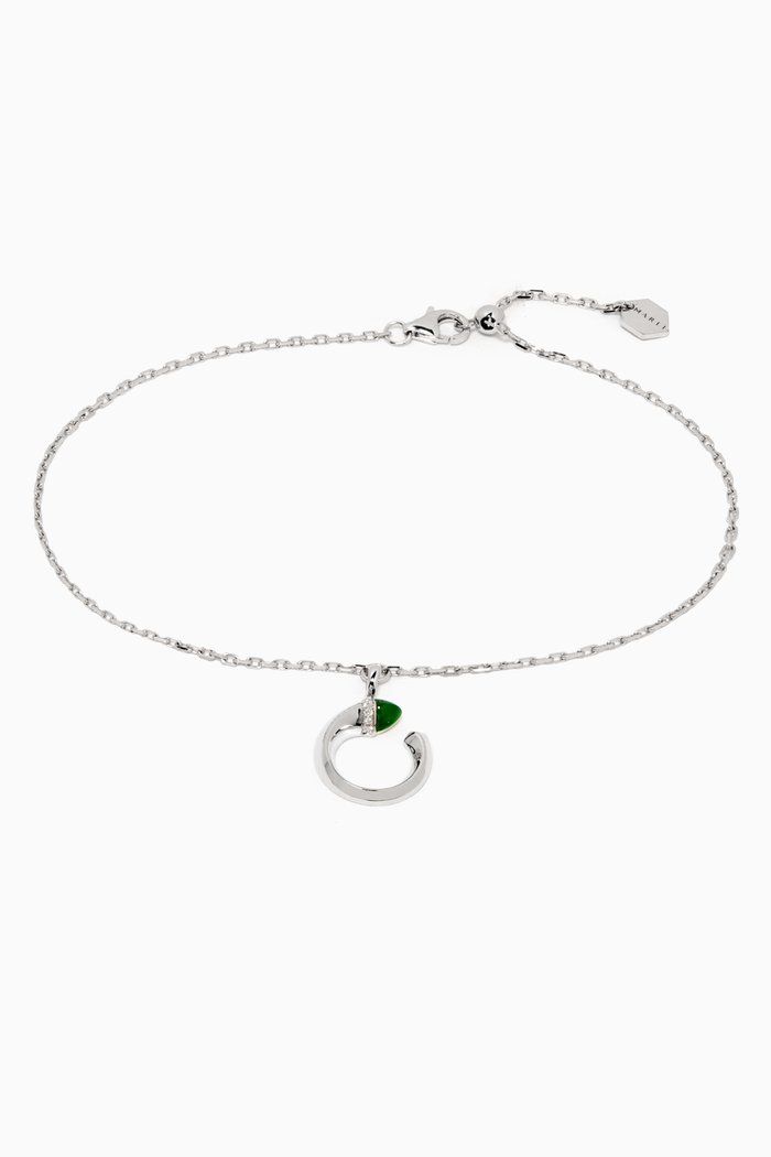 

Cleo Venus Diamond Anklet with Green Jade in 18kt White Gold, Silver