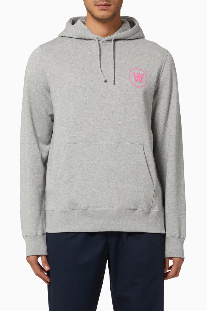 

Ian Hooded Sweatshirt in Organic Cotton, Grey