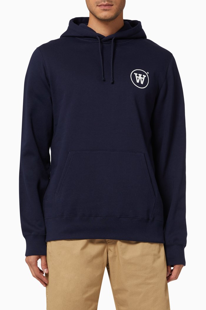 Ian Hooded Sweatshirt in Organic Cotton, Blue