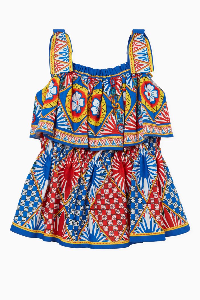 

Four-leaf Clover Print Top in Poplin, Multicolour