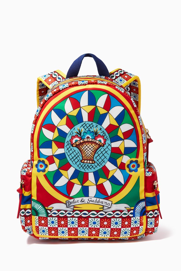 Backpack in Carretto-print Nylon, Multicolour