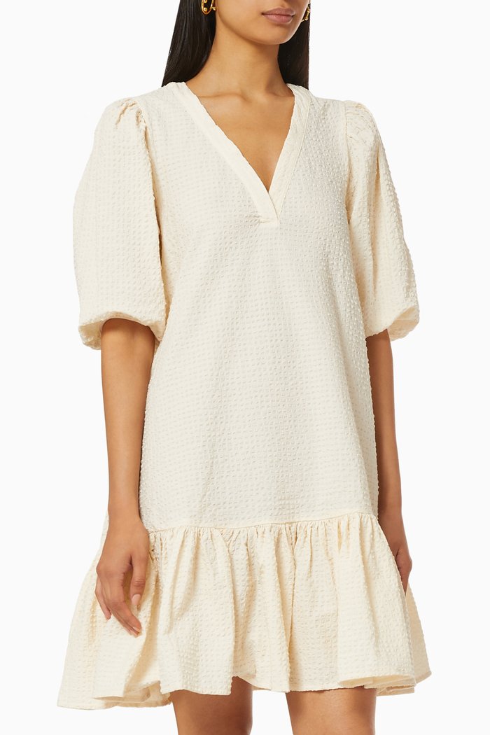 

Dress in Cloqué Fabric, White