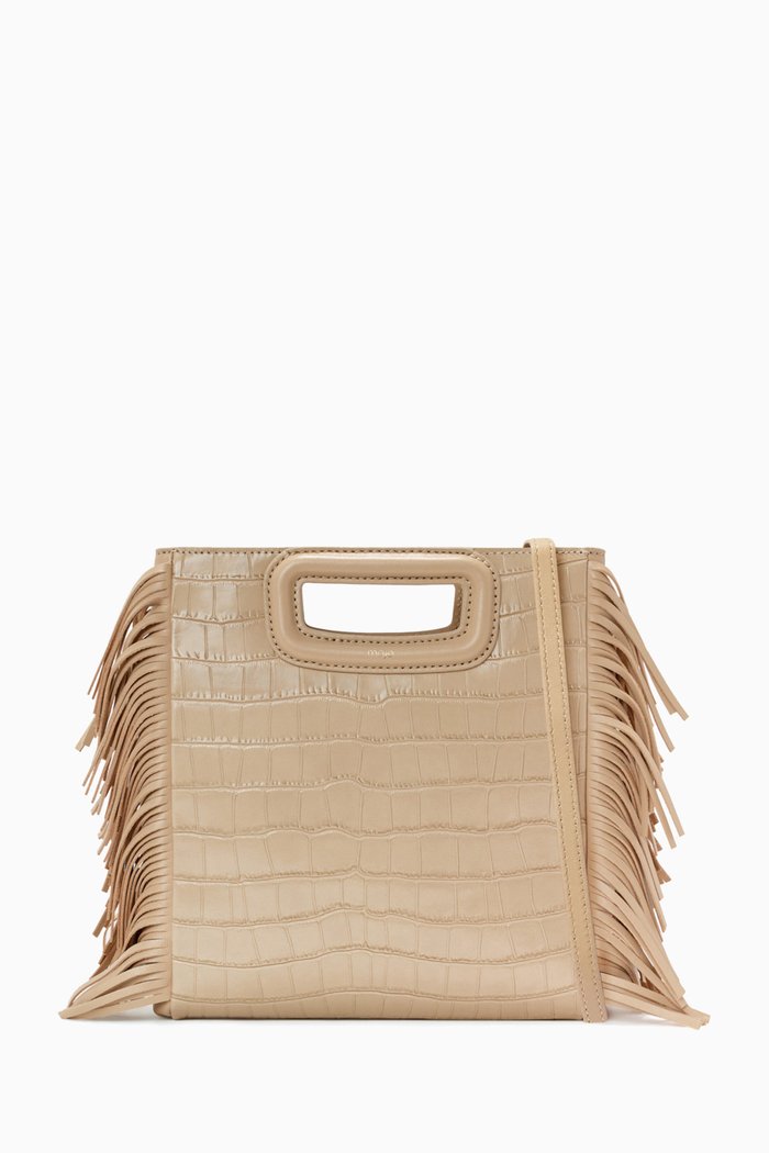 

M Bag in Croc-embossed Leather, Neutral