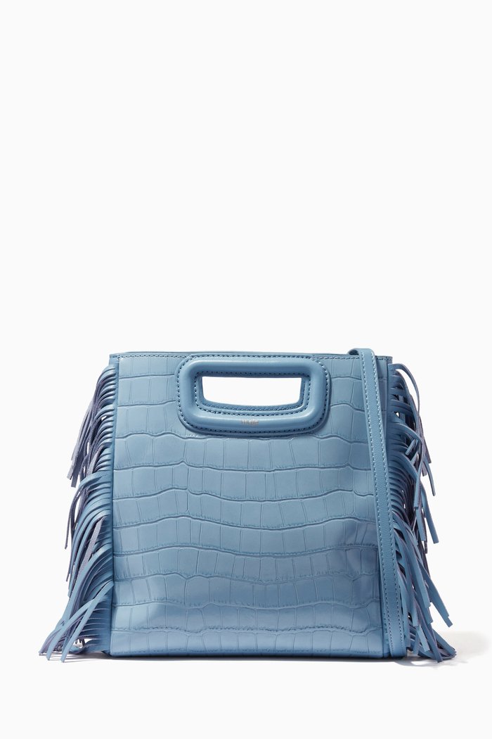 

M Bag in Croc-embossed Leather, Blue