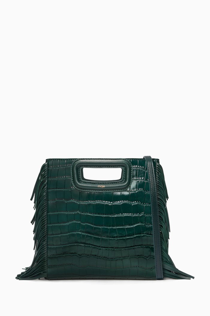 

M Bag in Croc-embossed Leather, Green