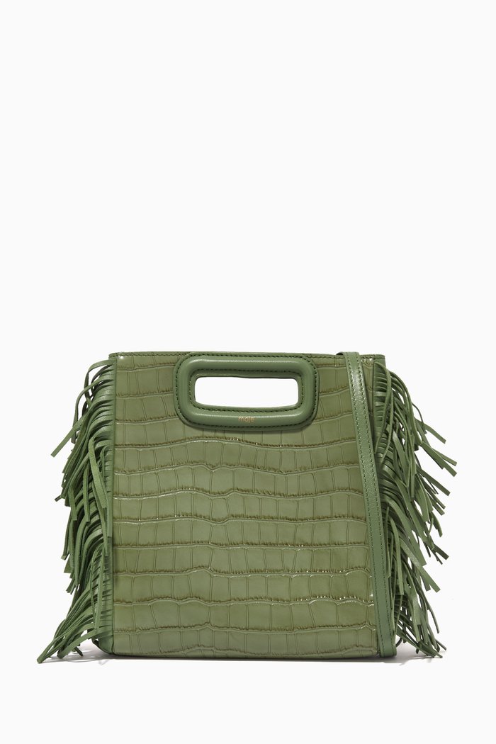 

M Bag in Croc-embossed Leather, Green