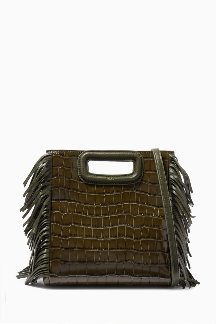 

M Bag in Croc-embossed Leather, Grey
