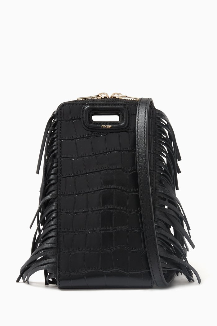 

Micro Phone Case Crossbody Bag in Croc-embossed Leather, Black