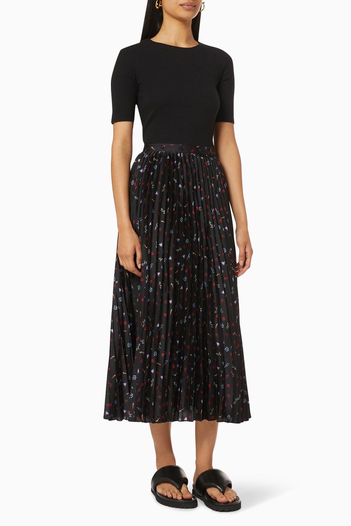 

Plissée Dress with Trompe L’œil Jersey & Skirt, Black