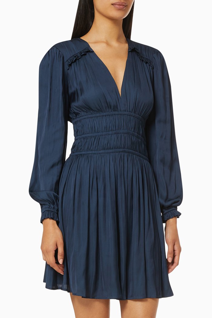 

Ruffles Dress in Satin, Blue