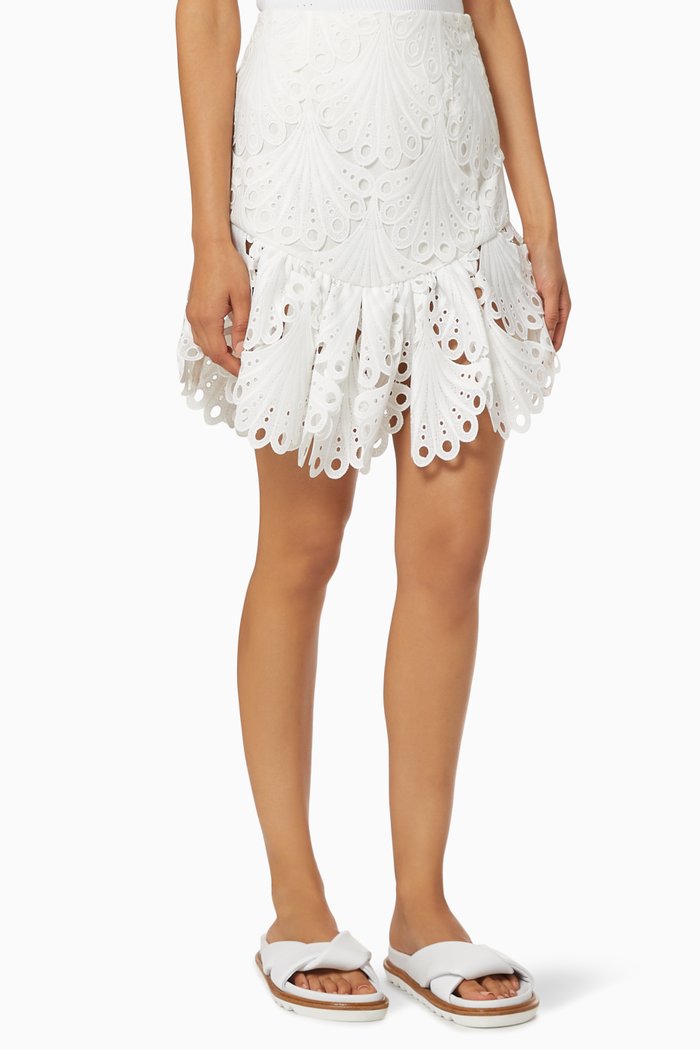 

Ruffles Skirt in Guipure, White