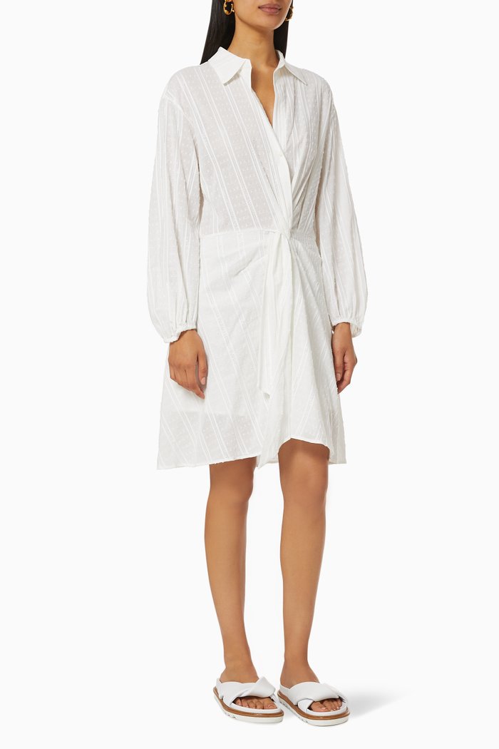 

Shirt Knot Dress in Cotton, White