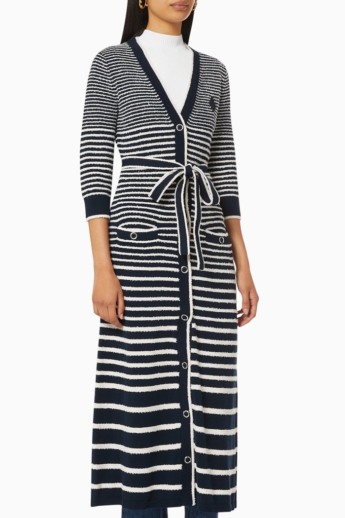

Long Sailor-Style Cardigan in Cotton, Green