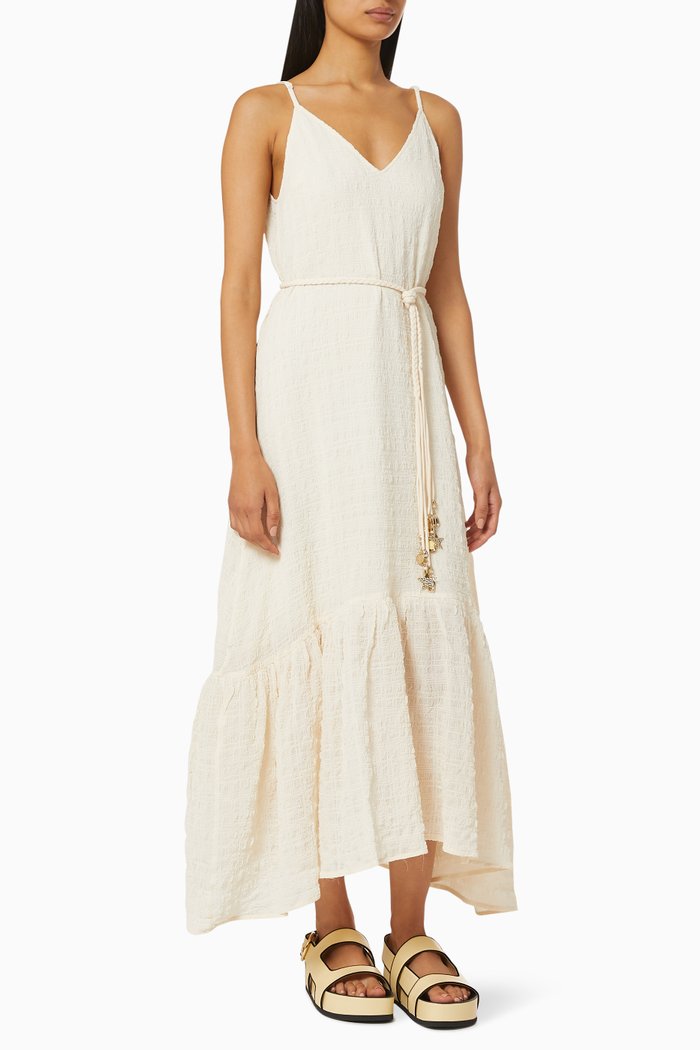 

Strappy Dress in Crackled Fabric, White