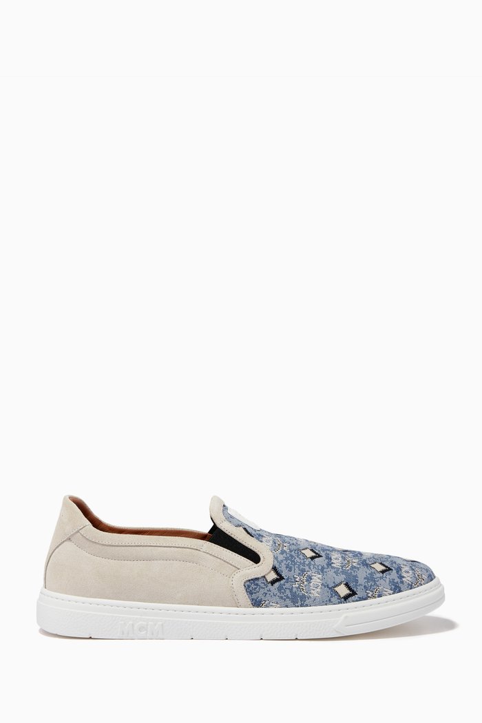 

Slip-on Sneakers in Vintage Jacquard Monogram, Blue