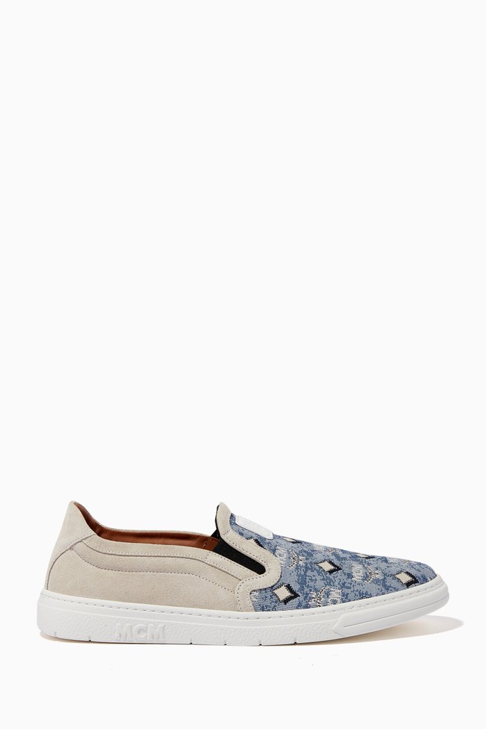 

Slip-on Sneakers in Vintage Jacquard Monogram, Blue