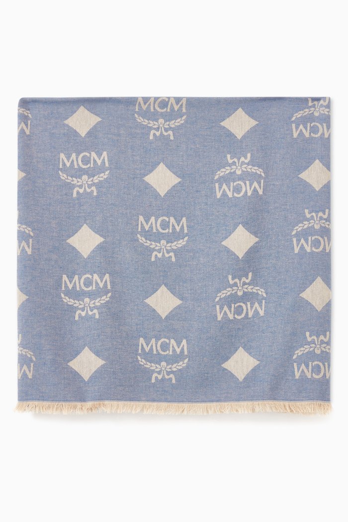

Stole in Vintage Jacquard Monogram Silk, Blue