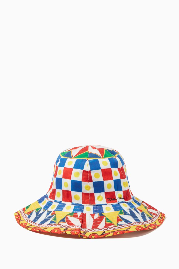 

Carretto-print Bucket Hat in Poplin, Multicolour