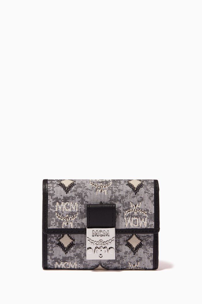 

Mini Trifold Wallet in Vintage Jacquard Monogram, Grey