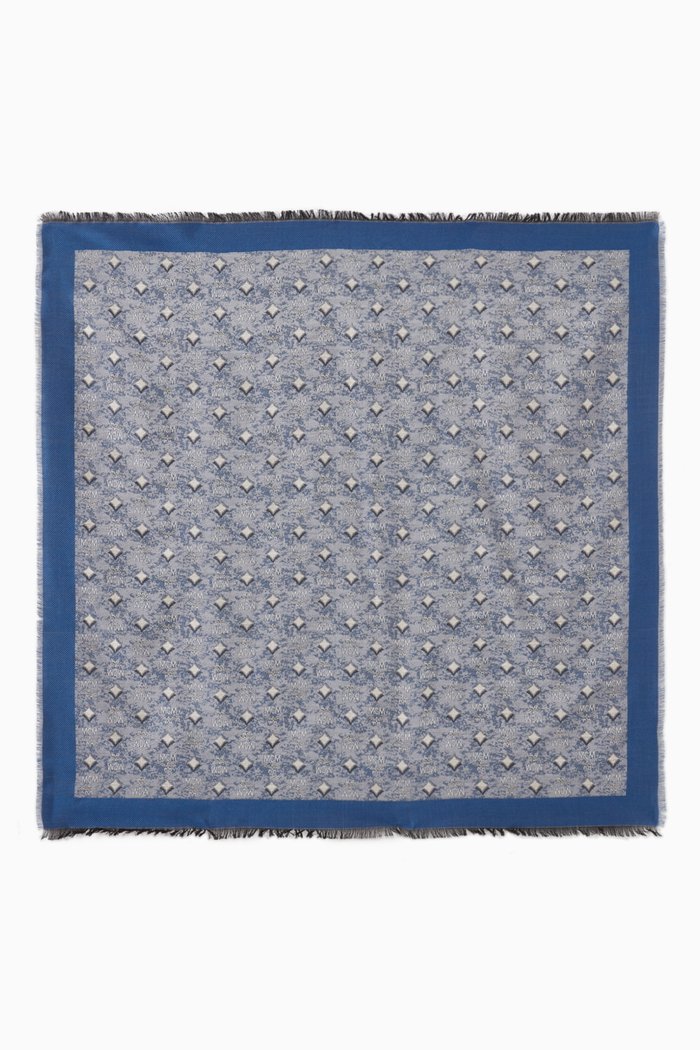 

Shawl in Vintage Jacquard Monogram Silk, Blue