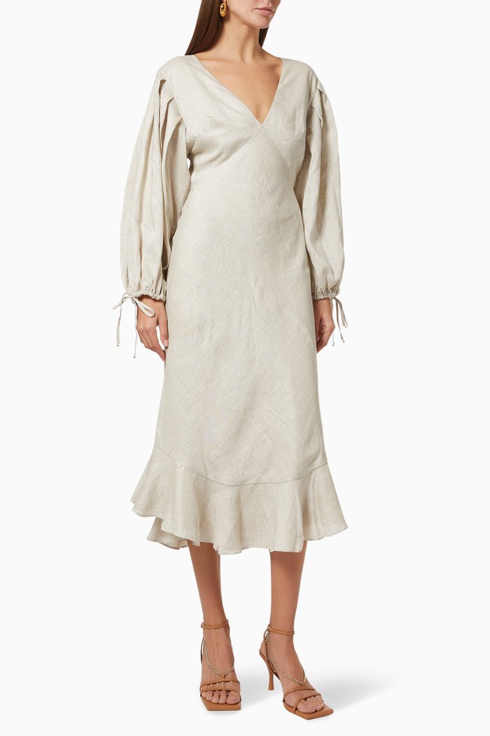 

Slide Midi Dress in Linen, Neutral