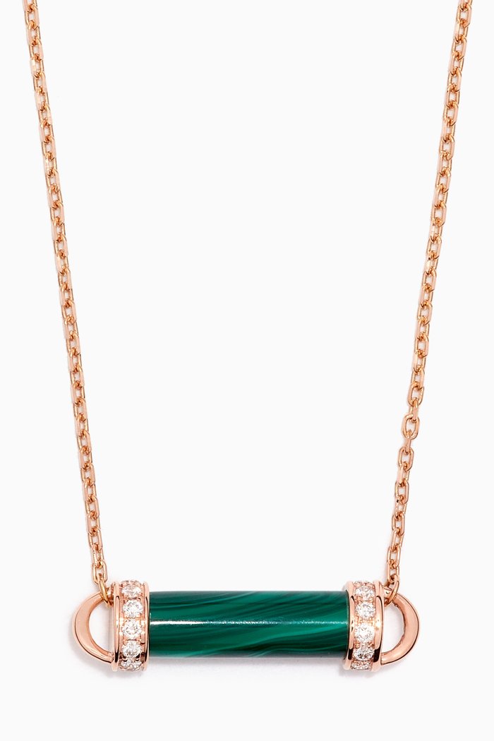 

Pillar Malachite & Diamond Necklace in 18kt Rose Gold, Green
