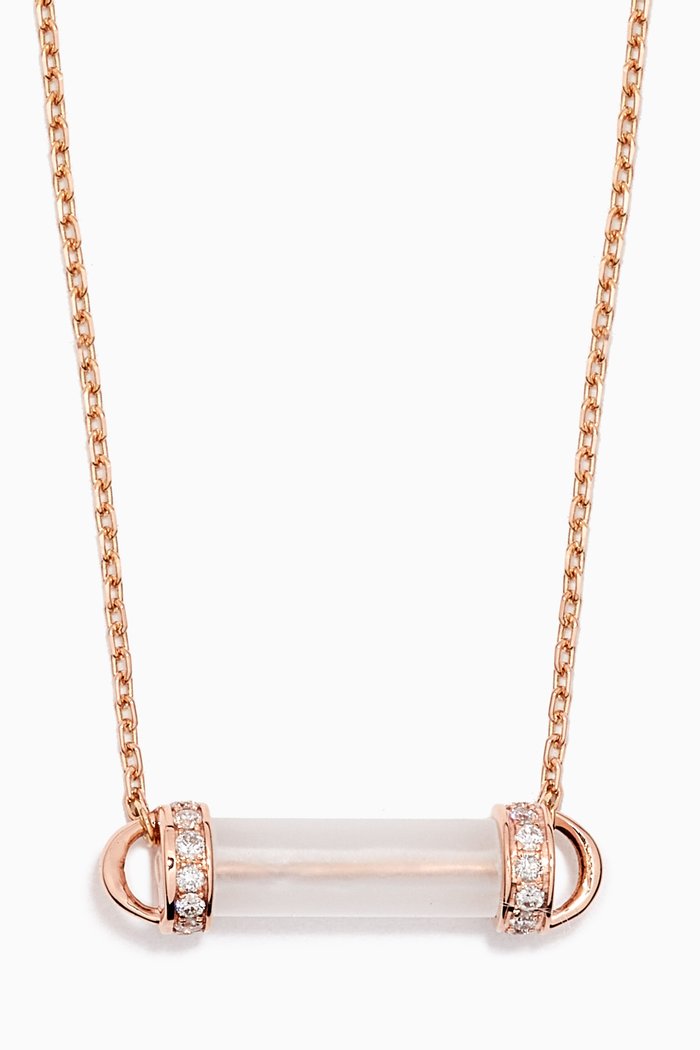 

Single Pillar Pendant Diamond Necklace in 18kt Rose Gold, White