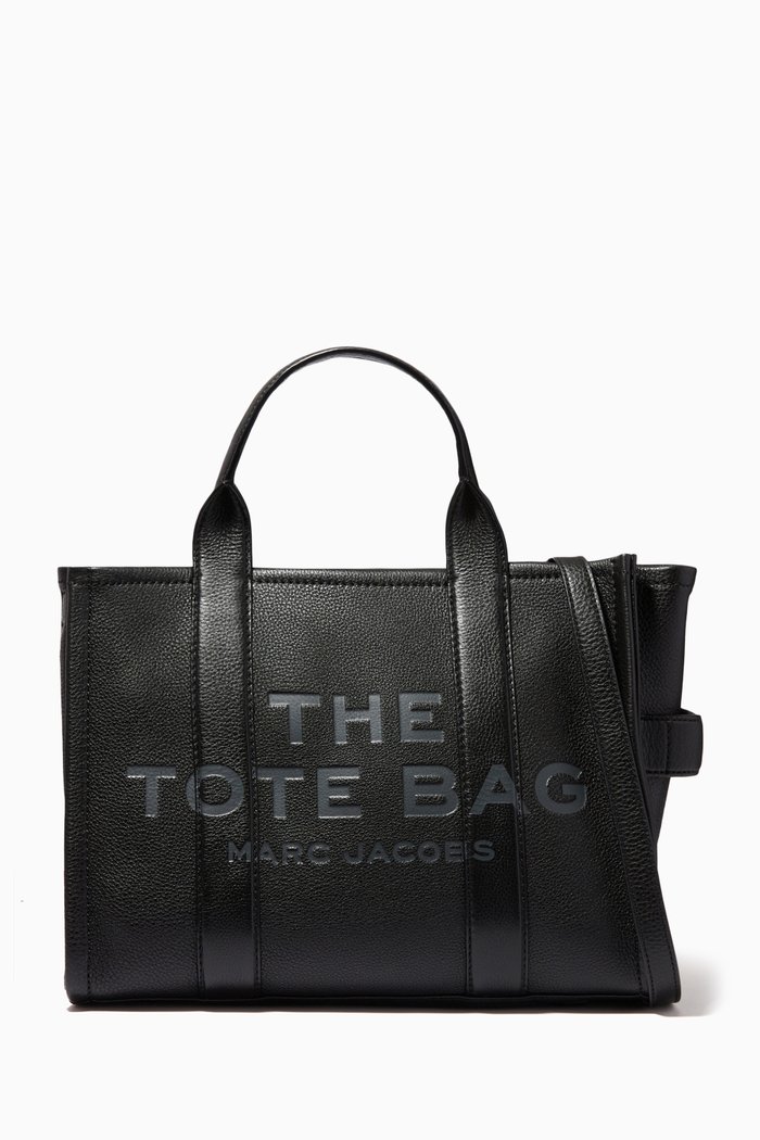 

Medium Traveler Tote Bag in Leather, Black