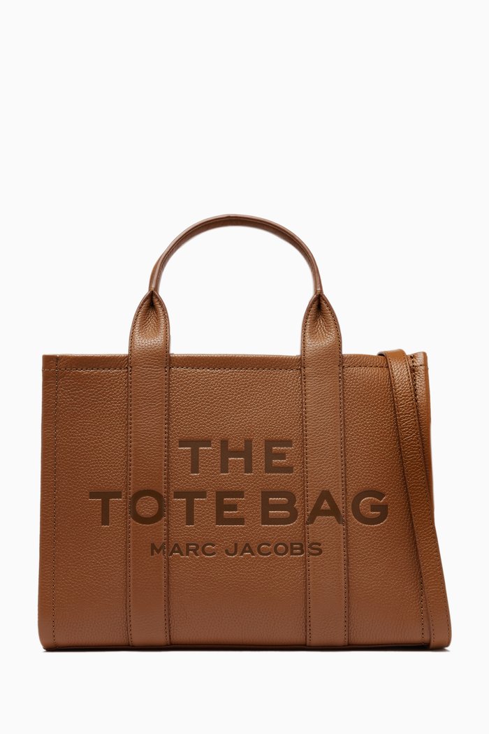 

Medium Traveler Tote Bag in Leather, Brown