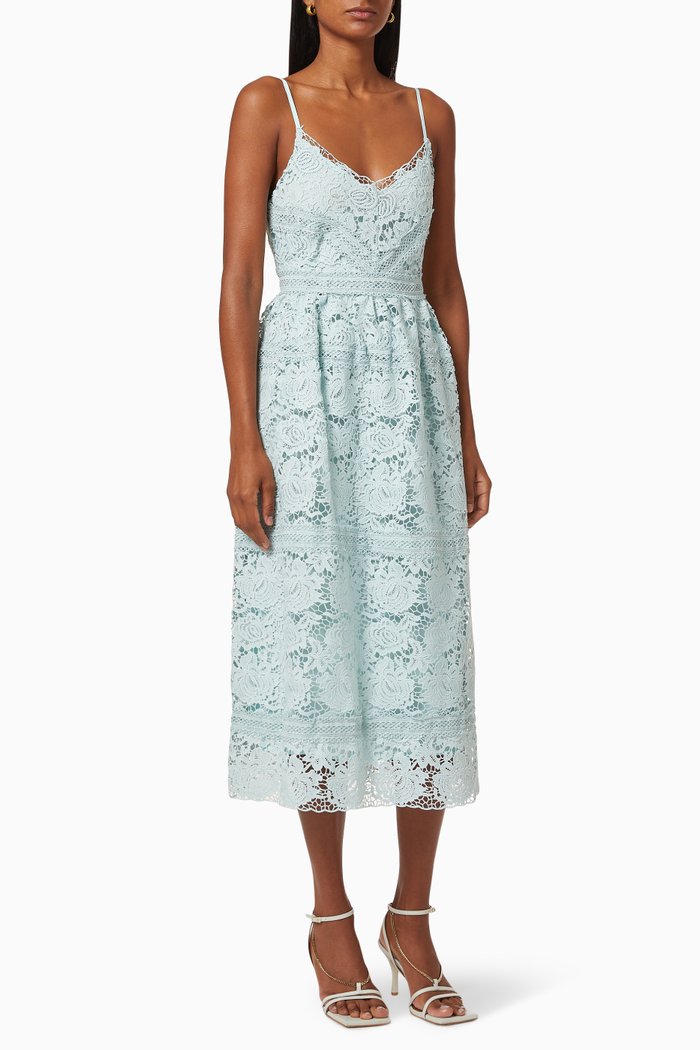 

Yasfrio Midi Dress in Lace, Blue