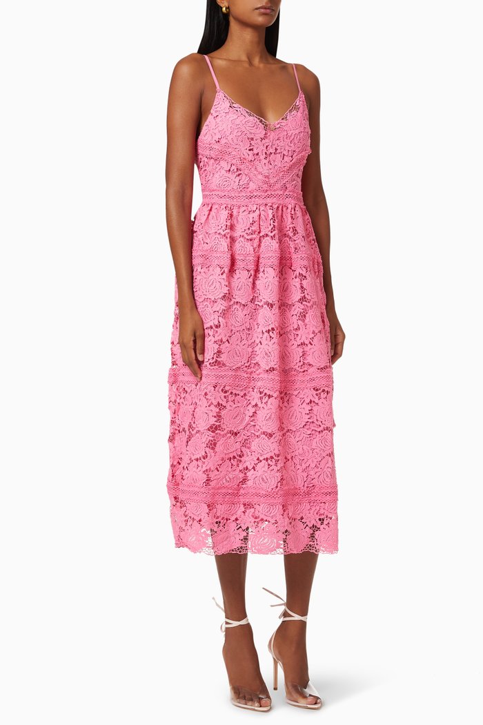 

Yasfrio Midi Dress in Lace, Pink